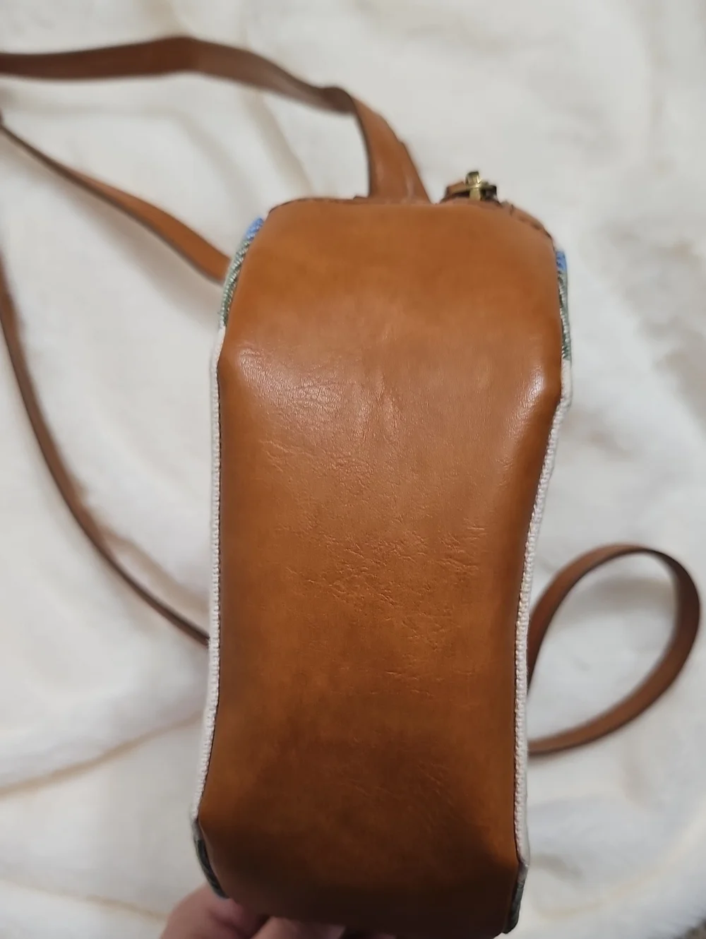 Fossil Round Stripe Crossbody Bag | Colorful Canvas & Faux Leather | Adjustable